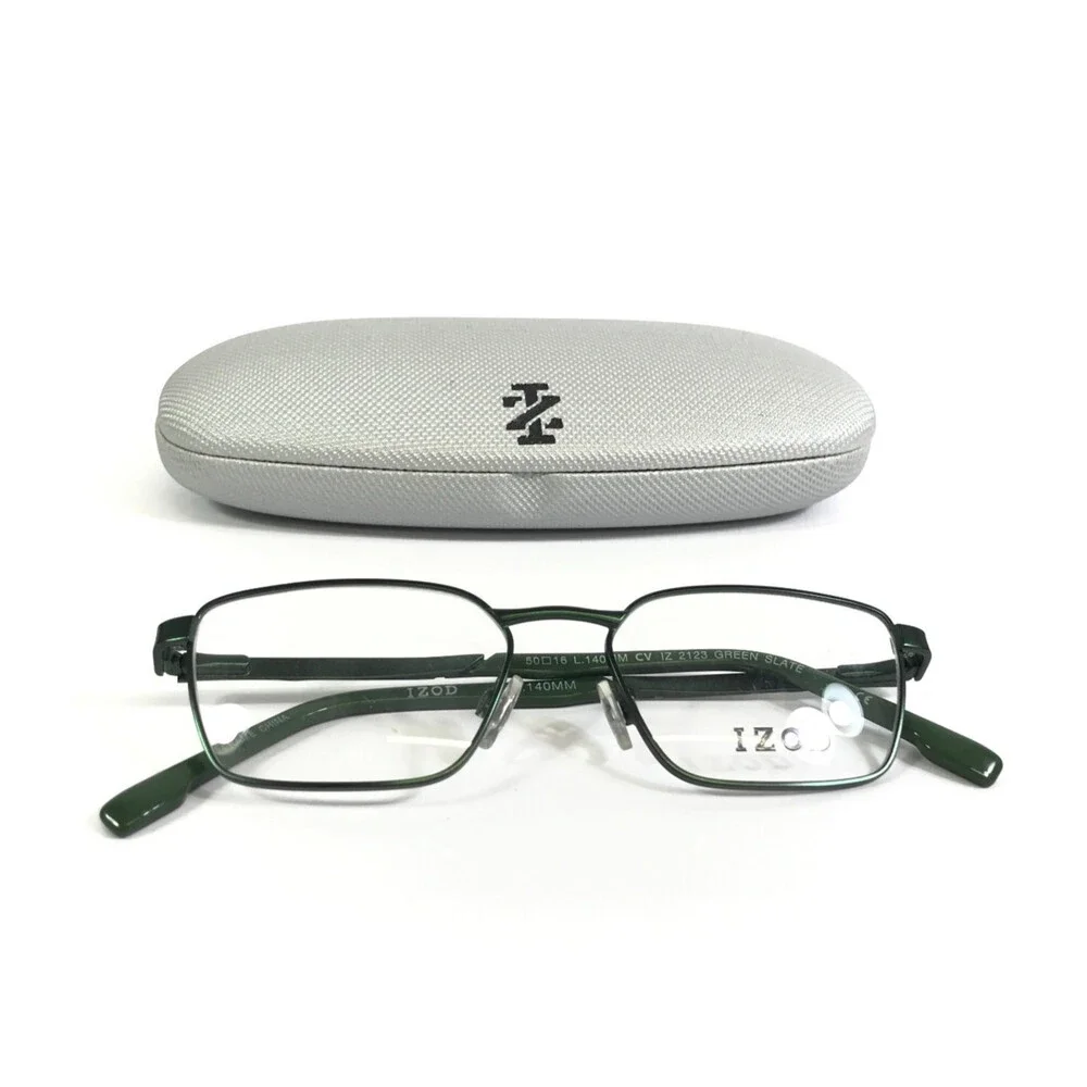 IZOD Eyeglasses Frames IZ2123 GREEN SLATE Rectangle Wire Rim 50-16-140